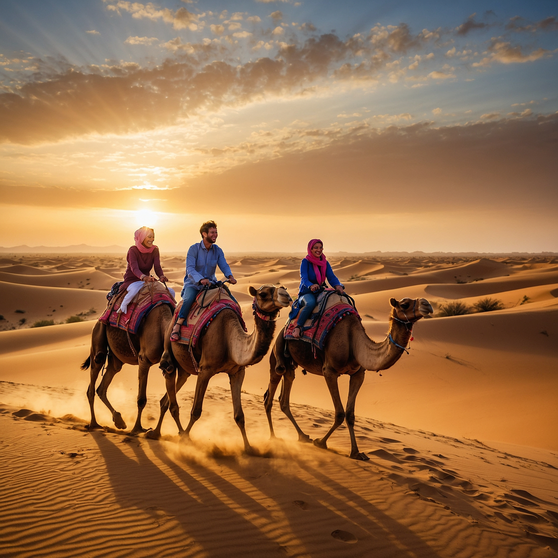 Camel Riding in Evening Desert Safari Dubai @exploredesertsafari.com